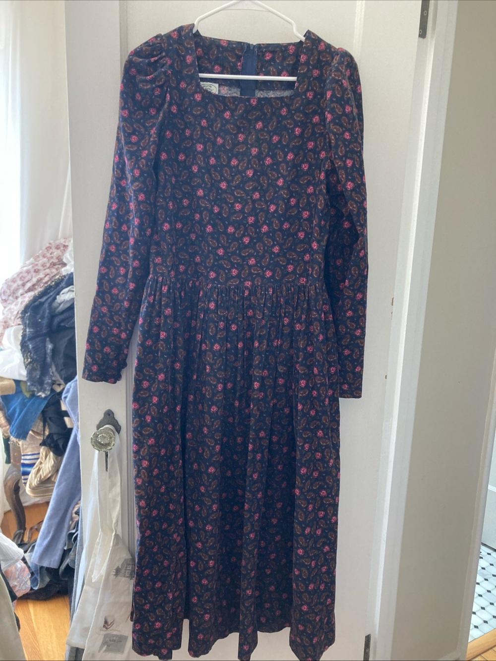 Vintage Laura Ashley pinwhale cord midi dress
